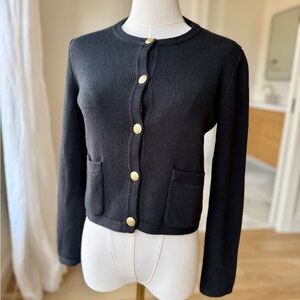 J. Crew Black Cardigan Sweater with Gold Buttons